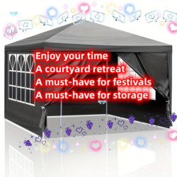 Durable Outdoor Pergola Portable 10x10FT Black Outdoor