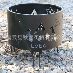 庭院露營取暖烤火取暖爐具圓形便攜式戶外露營野炊焚火桶