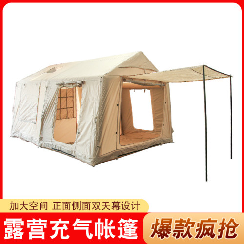 野外露營帳篷戶外可攜式自動快速防雨營地野餐小屋型棉布充氣帳篷