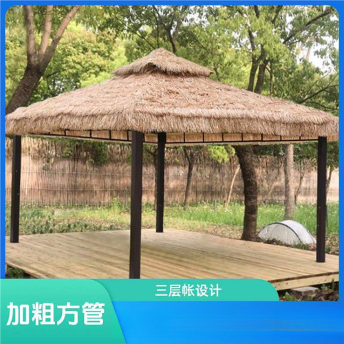 戶外涼亭家用別墅庭院農家樂毛草棚遮陽稻草商用鐵藝亭茅草亭防水
