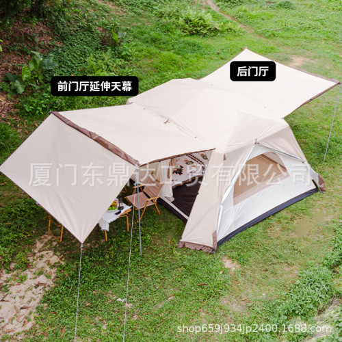 屋脊帳篷戶外全自動鋁桿二室一廳多人家庭露營野外帳篷加厚防暴雨