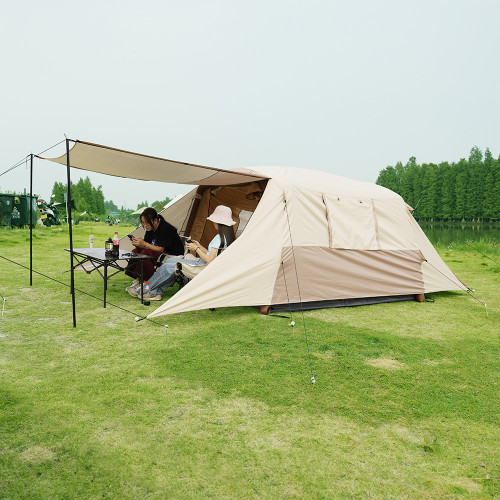 戶外野營旅遊露營自動充氣帳篷防雨防曬防風透氣大空間帶天幕