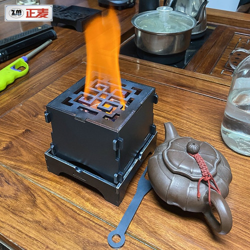 正麥戶外小型酒精爐煮茶器木炭爐燒水爐家用便攜拼裝圍爐茶室碳爐