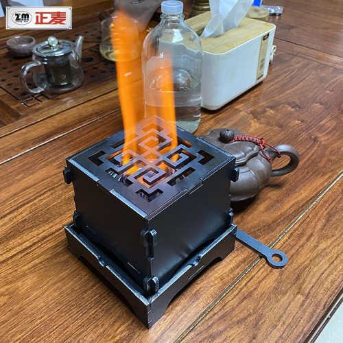 正麥戶外小型酒精爐煮茶器木炭爐燒水爐家用便攜拼裝圍爐茶室碳爐