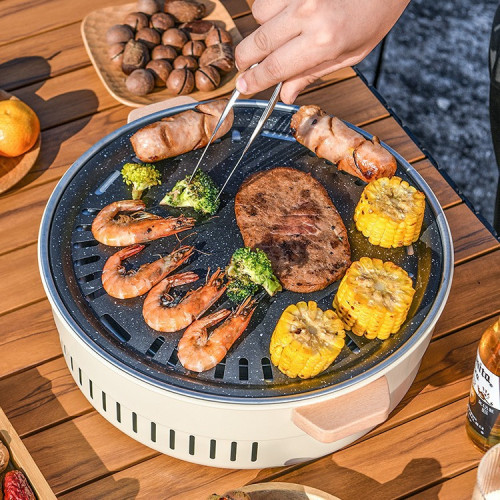 圍爐煮茶桌子戶外取暖爐家用野餐炭火爐便攜式露營燒烤圍爐