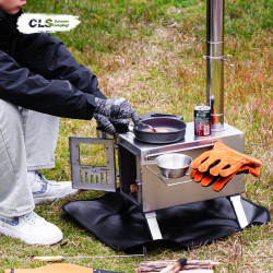 CLS帳內爐加厚加長露營帳篷取暖器燒水不鏽鋼折曡烤火爐庭院灶台