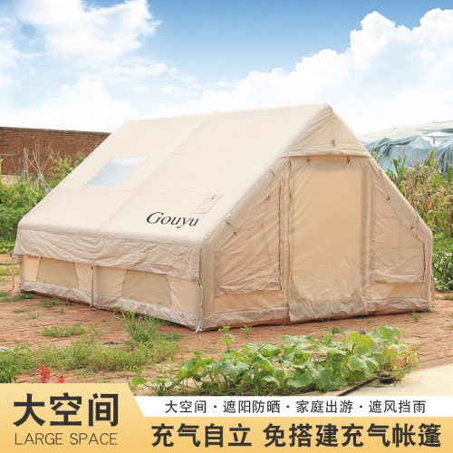 充氣帳篷戶外野營過夜野外露營全套裝備一室一廳小屋房式帳