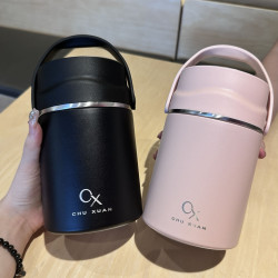 韓版簡約奶油色系燜粥保溫杯多功能飯盒燜燒杯禮品杯子可攜式燜燒罐