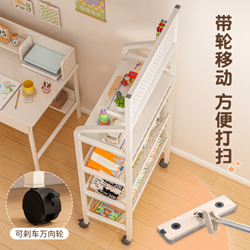 鐵藝書架落地置物架可移動帶輪兒童小書櫃多層家用簡易推車收納架