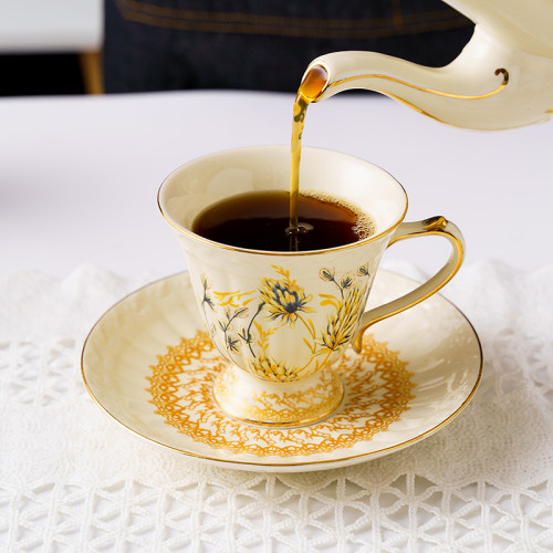 咖啡杯碟法式描金復古宮廷風水杯家用下午茶杯壺創意歐式陶瓷杯子