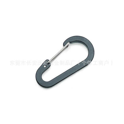 6號S型葫蘆型彈簧鋼絲釦鋁合金鈅匙釦黑色D型掛釦戶外壓扁登山釦