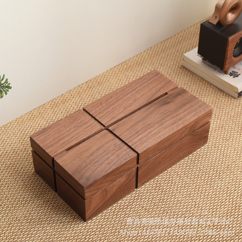 黑胡桃木紙巾盒家用客廳桌面抽紙盒茶幾紙巾收納盒酒店餐巾紙盒