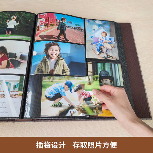 廣美麻布封面相冊a6收納冊大容量家庭影集6寸PP插袋相冊本