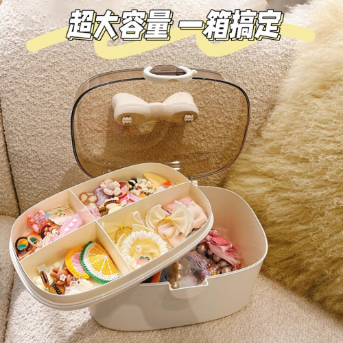 簡約兒童髮飾收納盒 兒童髮夾皮筋首飾盒 化妝品梳妝台頭繩收納盒