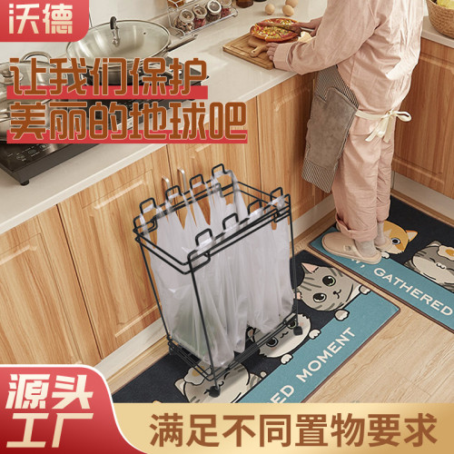 鐵藝乾溼分類垃圾車架四格移動滑輪垃圾掛架室內戶外垃圾分類袋架