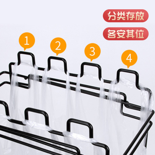 鐵藝乾溼分類垃圾車架四格移動滑輪垃圾掛架室內戶外垃圾分類袋架