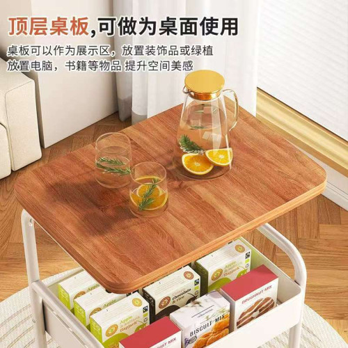 可移動家用多層客廳碳鋼零食收納架收納車帶桌板小推車置物架