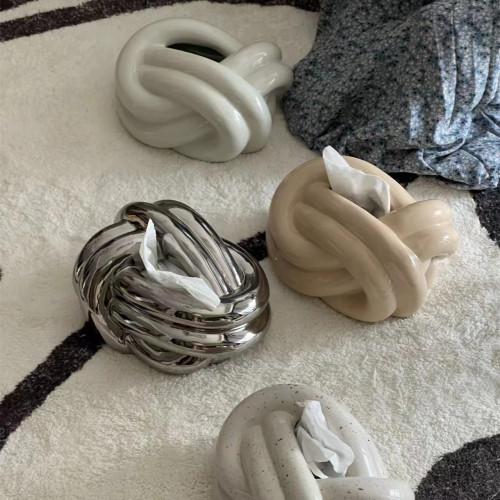 創意生活繩結趣味紙巾盒客廳茶幾餐桌臥室陶瓷抽紙盒個性可愛家用