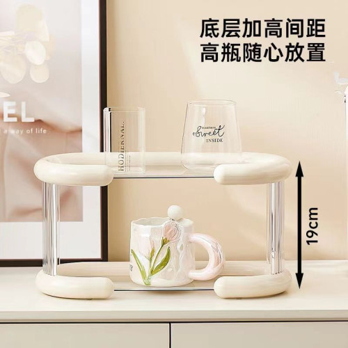 輕奢杯子收納置物架雙層茶杯架茶具收納架家用托盤桌面放水杯杯子