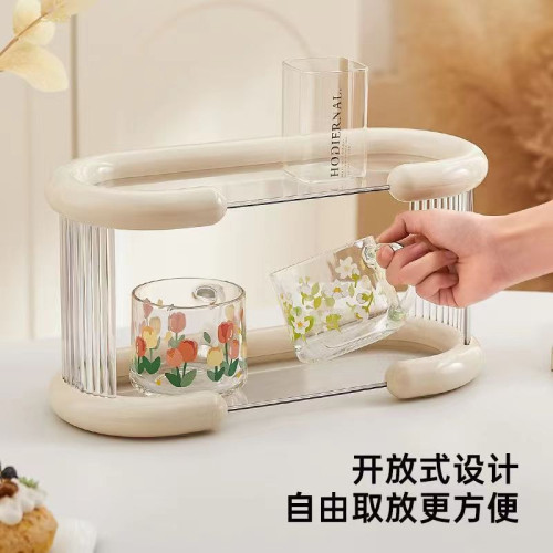 輕奢杯子收納置物架雙層茶杯架茶具收納架家用托盤桌面放水杯杯子