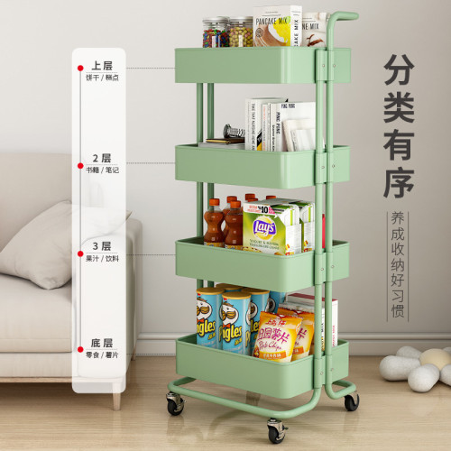 家用小推車置物架落地式多層收納架可移動帶輪零食儲物架宿舍架子