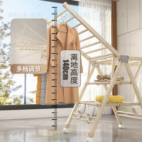 加粗加厚晾衣架落地折曡家用陽台臥室內簡易可移動涼曬衣服被子桿