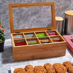 木質帶蓋透明茶包禮品盒禮品盒辦公室桌面翻蓋式咖啡包收納展示盒