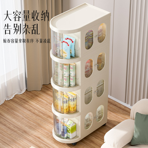 折曡收納櫃多層帶輪卷簾門兒童儲物櫃透明可視寶寶玩具塑膠置物架