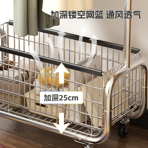 落地衣帽架家用室內掛衣架可移動髒衣簍隔夜衣架簡易衣服收納架