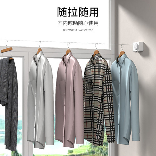 免打孔隱形伸縮晾衣繩衛生間晾衣架鋼絲陽台隱形收縮晾衣神器