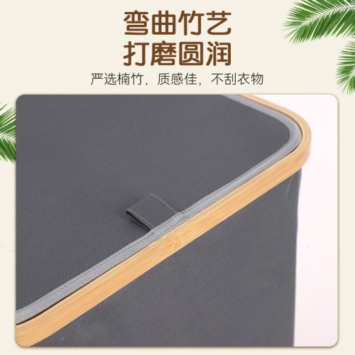 牛津布收納髒衣籃可折曡竹子框架收納筐髒衣簍含網袋玩具零食收納