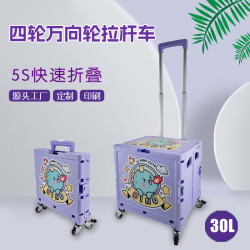 網紅可攜式購物拉桿車可折曡拿快遞買菜小拉車擺攤四輪萬向輪小推車