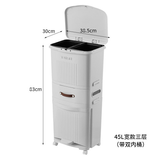廚房垃圾桶高款2024新款可移動大容量免彎腰帶蓋廚餘乾溼分類
