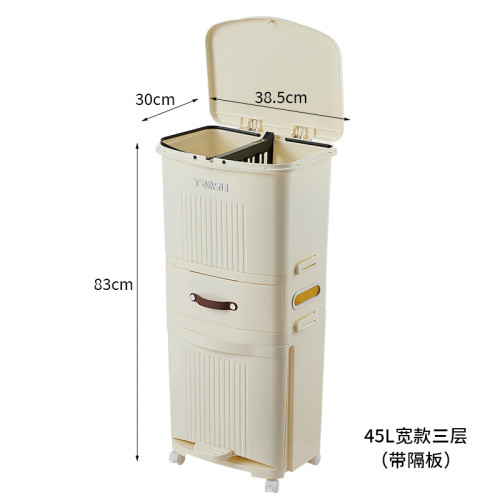 廚房垃圾桶高款2024新款可移動大容量免彎腰帶蓋廚餘乾溼分類