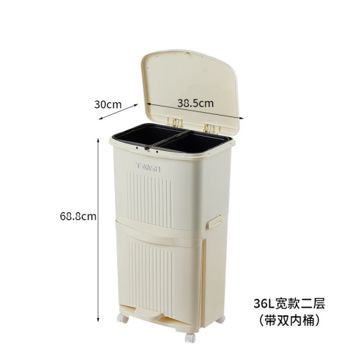 廚房垃圾桶高款2024新款可移動大容量免彎腰帶蓋廚餘乾溼分類