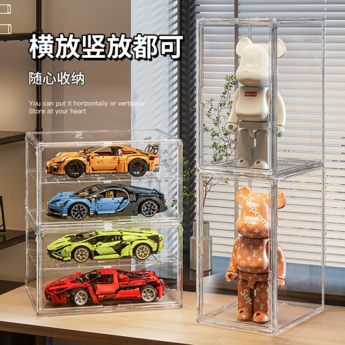 大號手辦展示盒家用透明泡泡瑪特潮玩展示架透明防塵高顔值收納盒