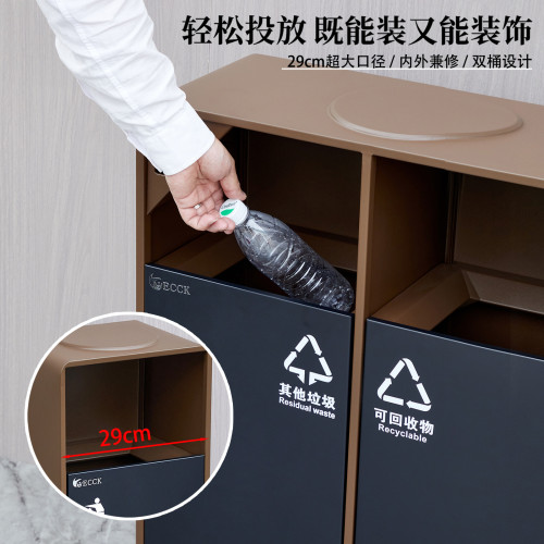 ECCK戶外不鏽鋼分類垃圾桶酒店商場電梯口商用帶菸灰缸小區果皮箱