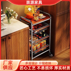 復古中古風小推車可移動夾縫多層落地收納架蔬菜水果零食置物架