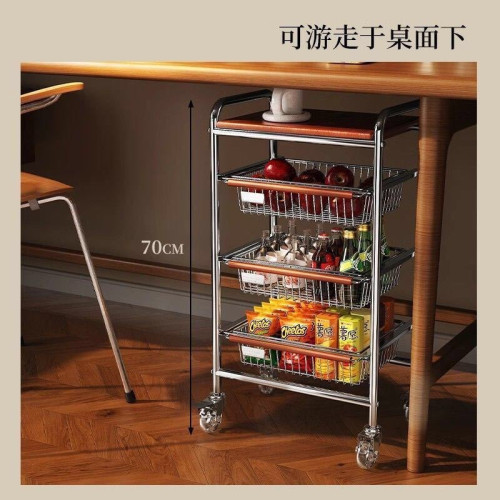 復古中古風小推車可移動夾縫多層落地收納架蔬菜水果零食置物架
