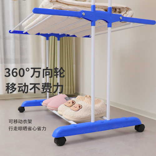 翼型可折曡晾衣架 落地式晾衣架三層可移動多功能晾衣毛巾架
