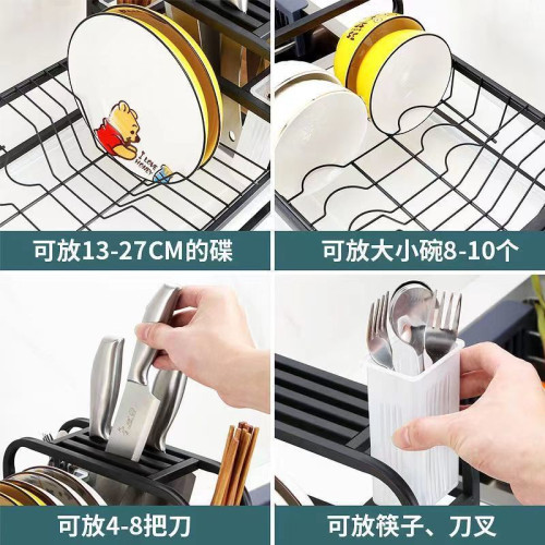 碗盤收納架廚房置物架多功能一體置物架家用不鏽鋼瀝水架砧板刀架