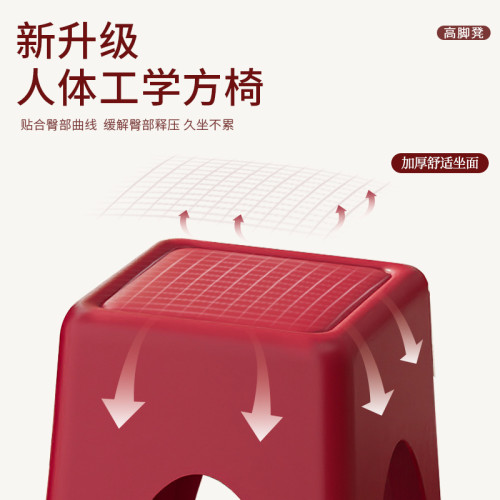 喬遷之喜凳子塑膠加厚家用可曡放結婚代客方凳客廳紅色高板凳餐廳
