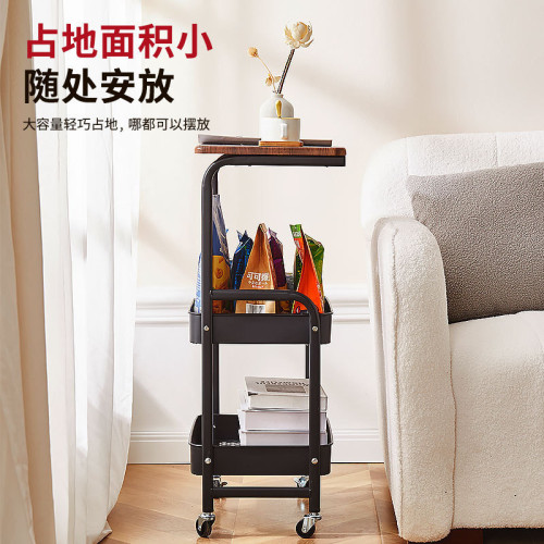網紅推薦收納架書房臥室零食玩具整理架小推車置物架可移動帶桌板
