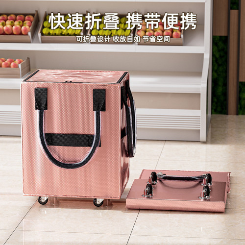 輪滑式購物袋長手提折曡收納袋拖輪行李戶外出差旅行購物拉車袋