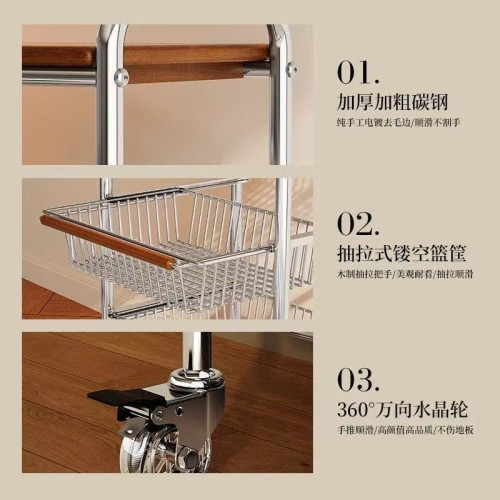 中古風零食置物架多功能夾縫小推車多層果蔬廚房菜籃可移動收納架