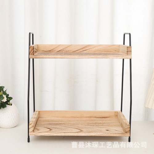 木質廚房調料用品整理架雙層梳妝台收納盒多功能收納架