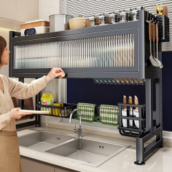 廚房水槽置物架家用碗碟收納洗碗槽水池防塵碗架多功能瀝水架