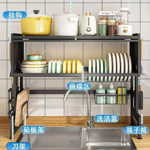 家用碗櫃瀝水架廚房水槽置物架台面分層多功能收納瀝水碗架儲物架