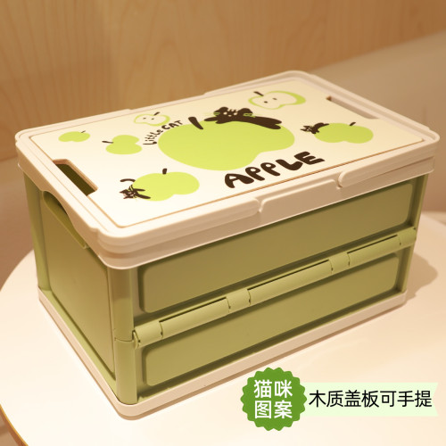 煤球喵系列彩色收納箱18升折曡提籃節日禮品箱露營箱兒童零食收納