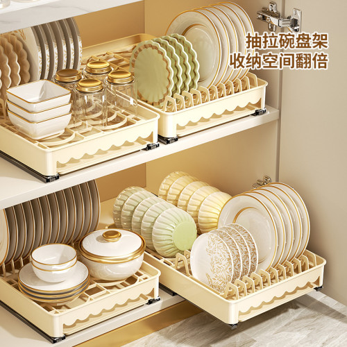 【廚房用品】碗碟置物架廚櫃內置抽拉式碗盤收納架碗架瀝水架